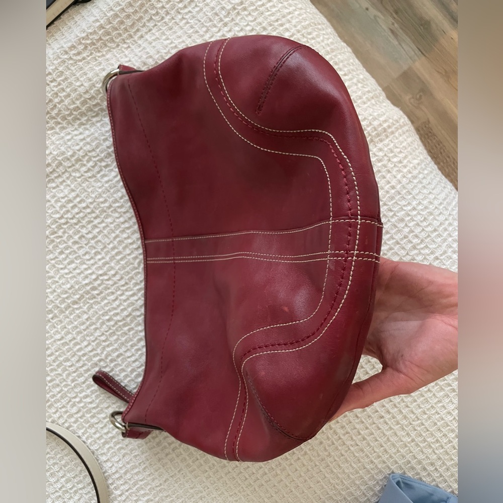 Coach Burgundy Hobo Leather Shoulder Bag - Picture 13 of 16